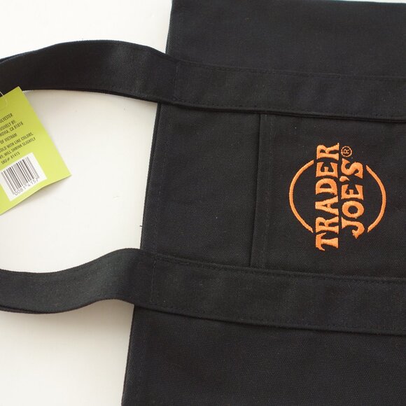 Trader Joes Mini Canvas Tote Bag Black, and Orange New With Tag - Picture 2 of 6